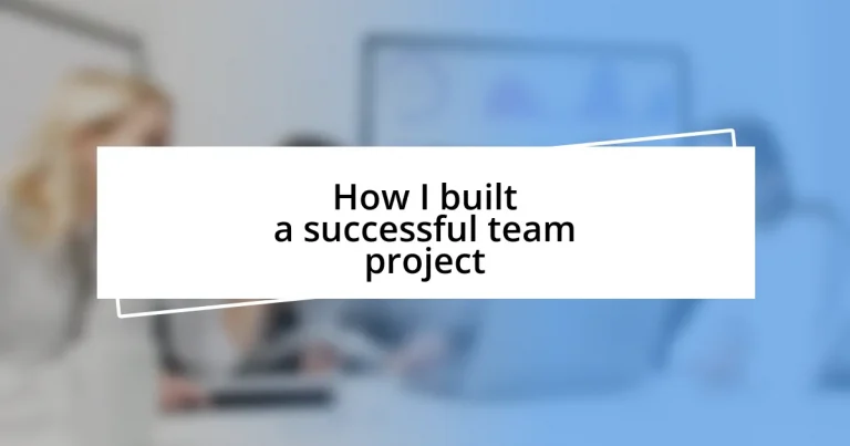 How I built a successful team project