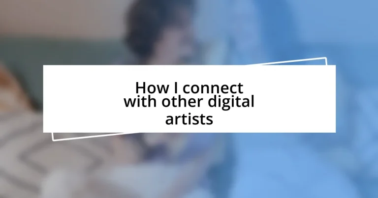 How I connect with other digital artists