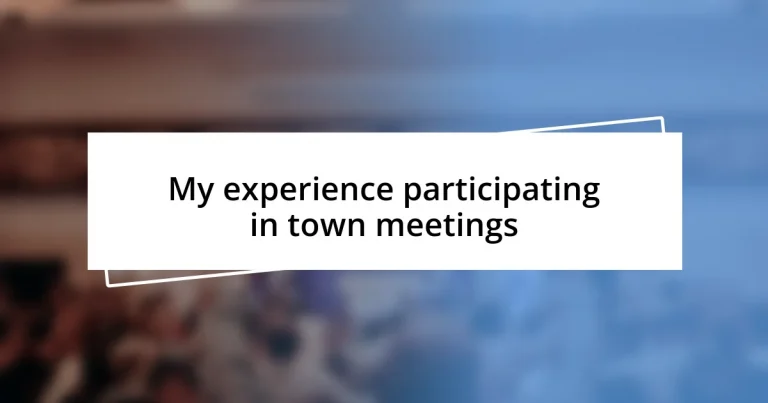 My experience participating in town meetings