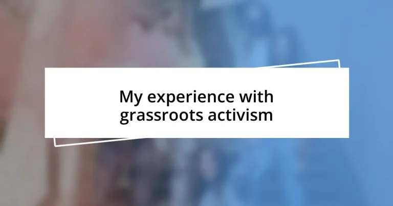 My experience with grassroots activism