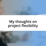 My thoughts on project flexibility