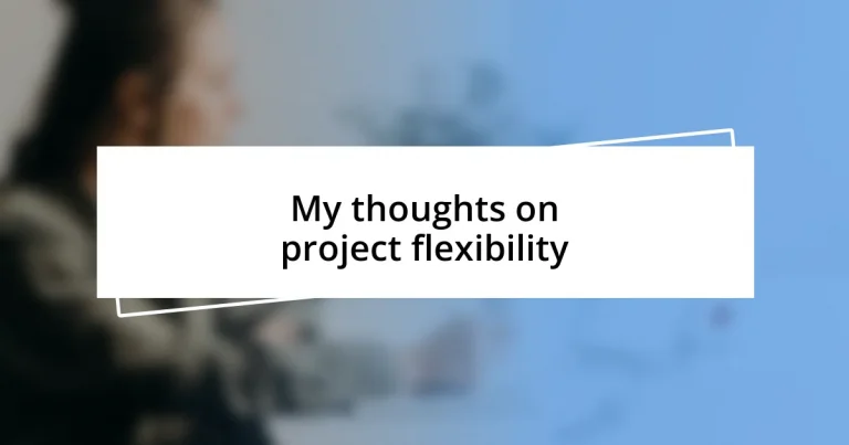 My thoughts on project flexibility