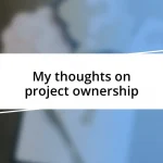 My thoughts on project ownership