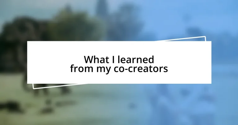 What I learned from my co-creators