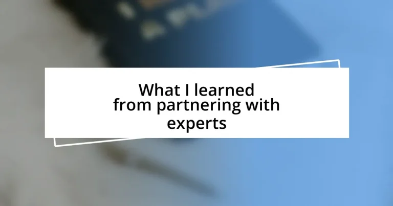 What I learned from partnering with experts