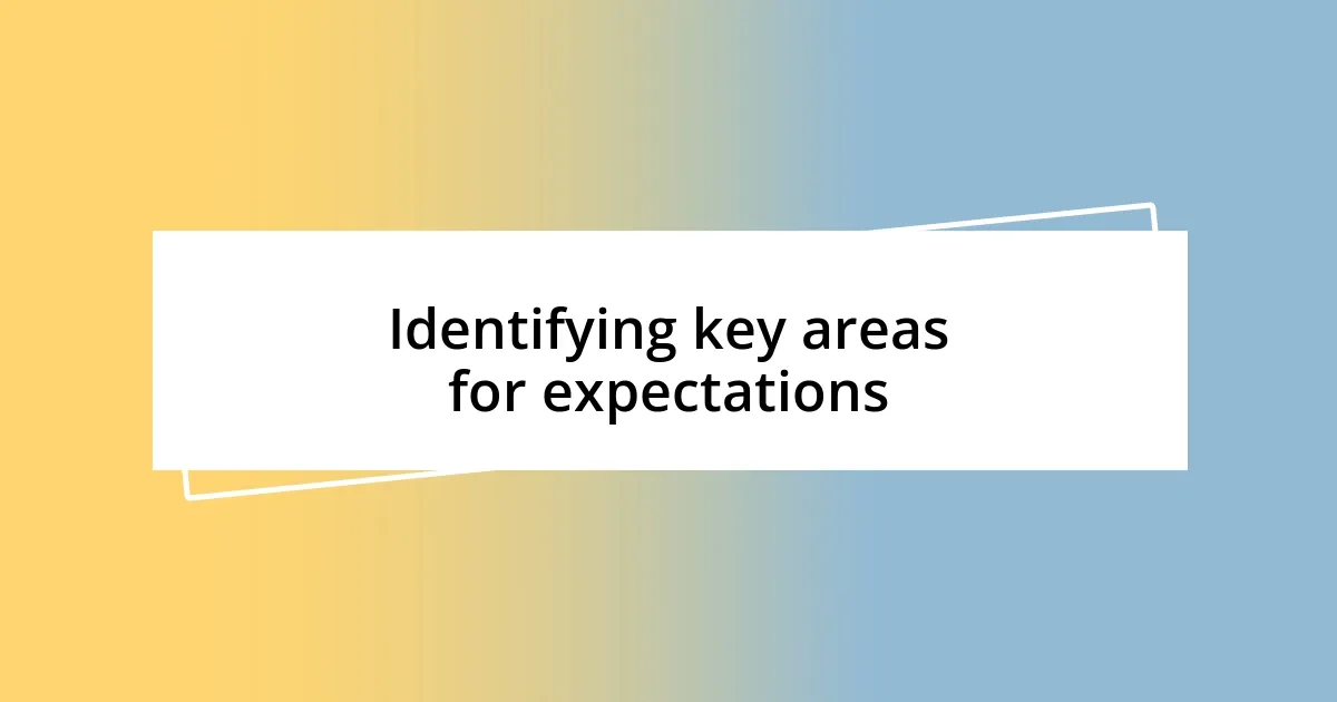 Identifying key areas for expectations