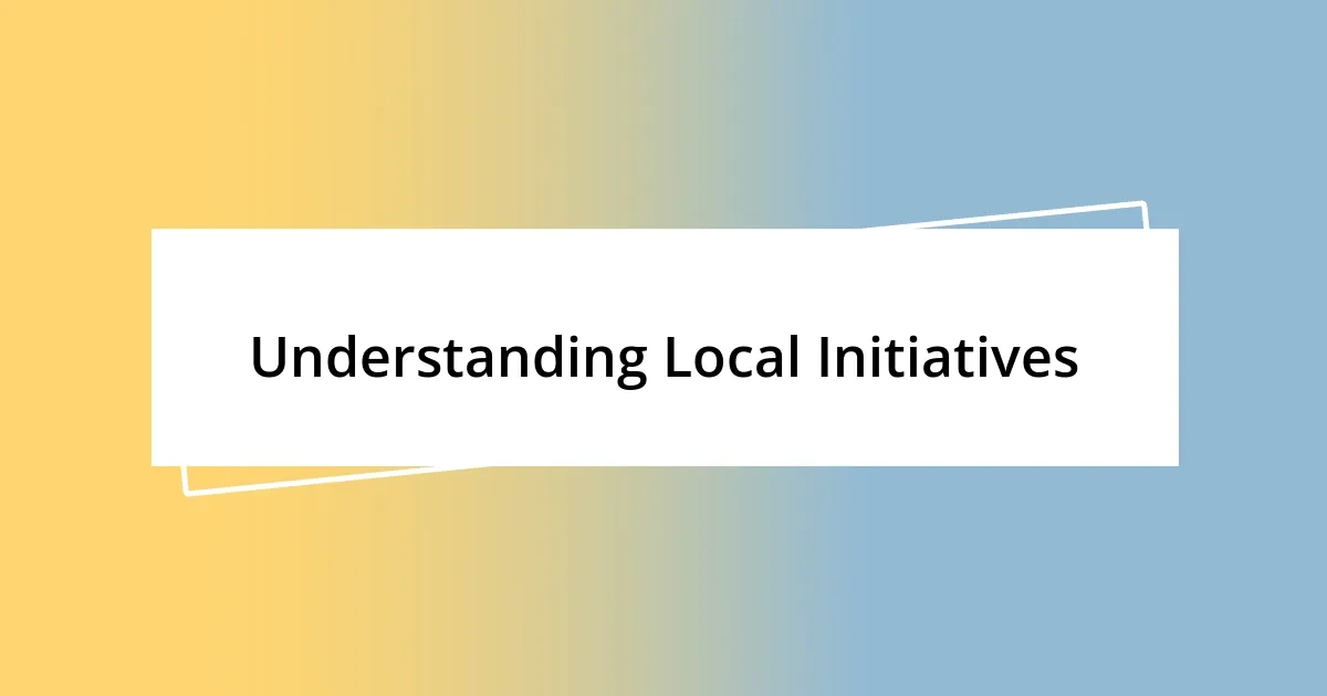 Understanding Local Initiatives