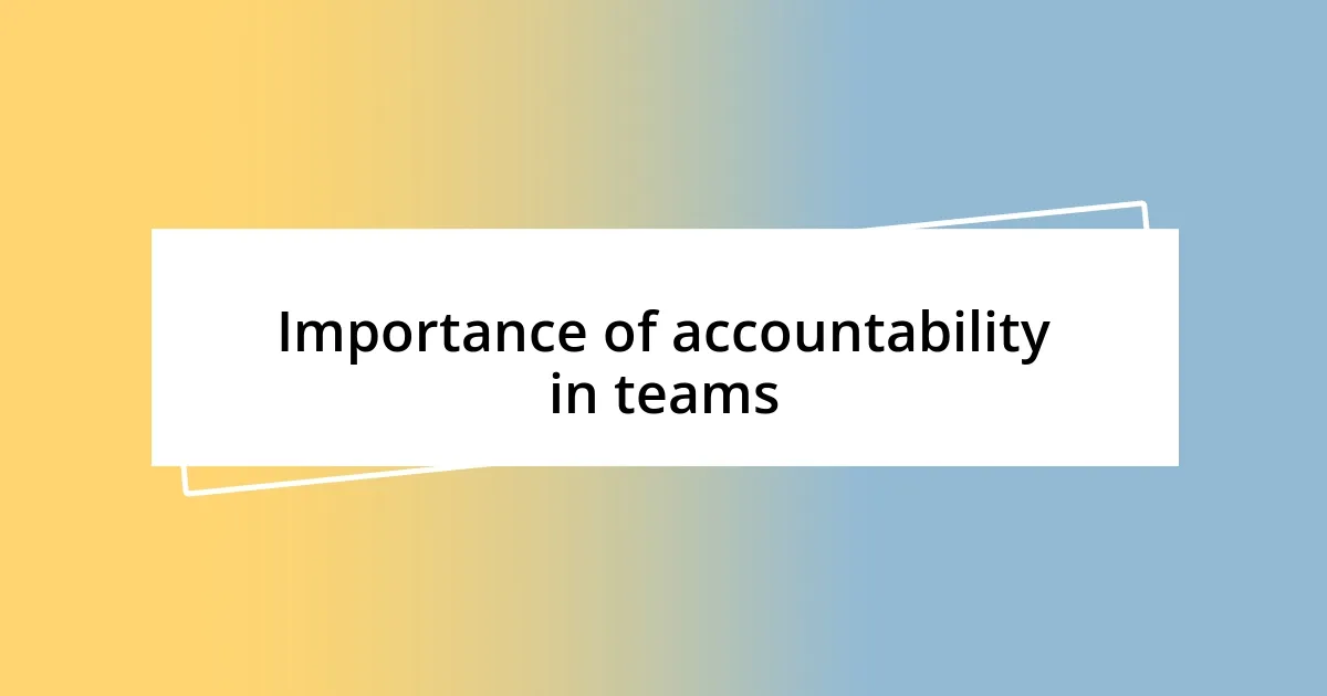 Importance of accountability in teams