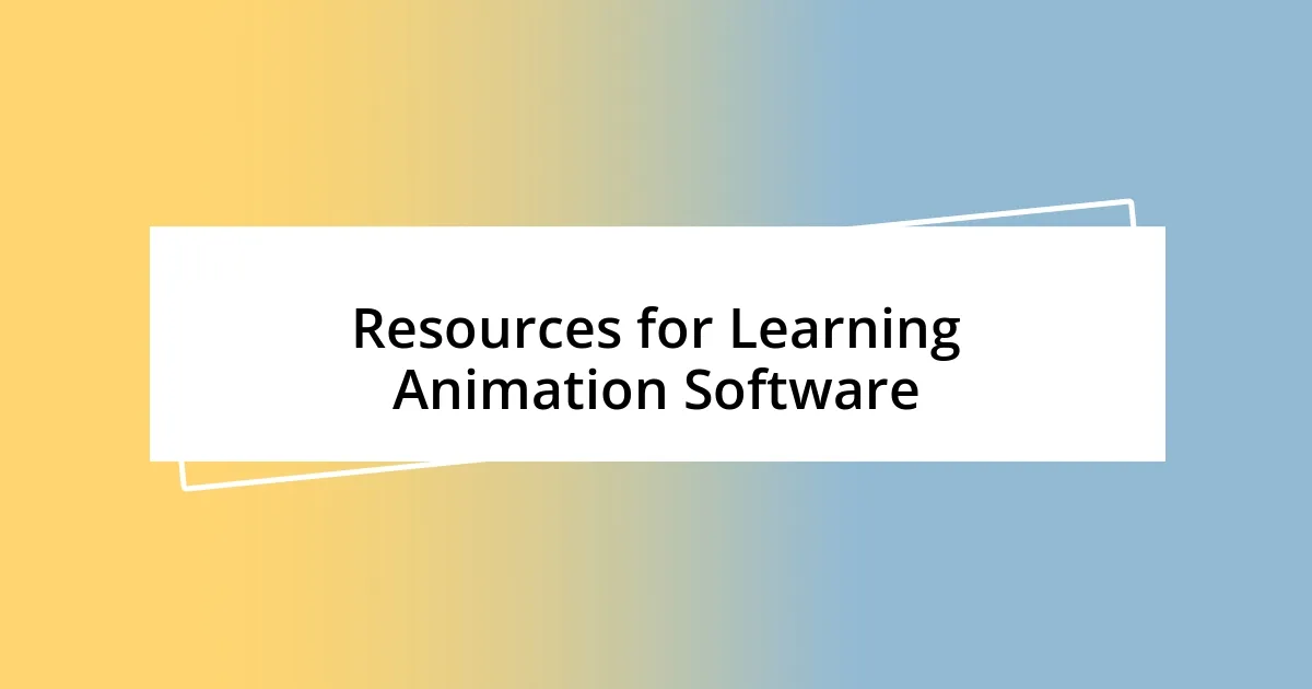 Resources for Learning Animation Software