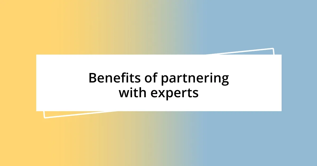 Benefits of partnering with experts