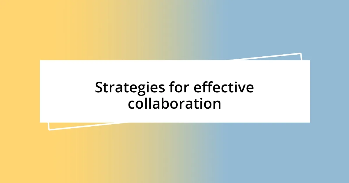 Strategies for effective collaboration